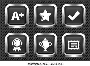 Awards and Achievements on Black Square Buttons