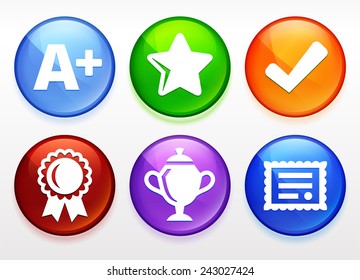Awards and Achievements on Multi Color Round Buttons