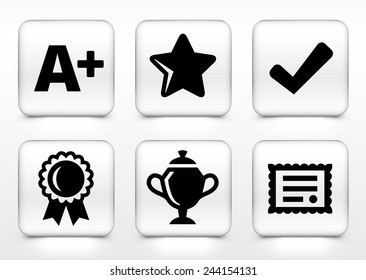 Awards and Achievements on White Square Buttons