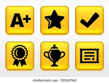 Awards and Achievements on Yellow Square Buttons