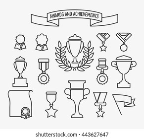 Awards and achievements. Vector illustration. Simple set of icons. Vector icons for web applications and presentations. A set of high quality icons ready for work.