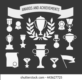Awards and achievements. Vector illustration. Simple set of icons. Vector icons for web applications and presentations. A set of high quality icons ready for work.
