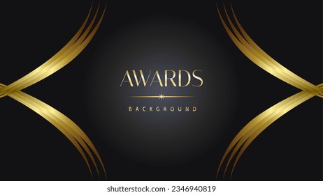 Awards background black golden wave royal. Lines growing elegant shine spark. Luxury premium corporate abstract design template.
