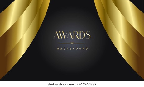 Awards background black golden wave royal. Lines growing elegant shine spark. Luxury premium corporate abstract design template.