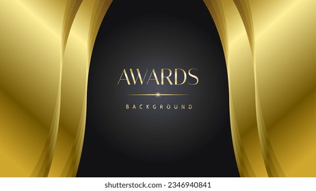 Awards background black golden wave royal. Lines growing elegant shine spark. Luxury premium corporate abstract design template.