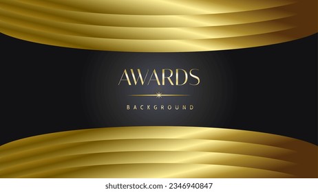 Awards background black golden wave royal. Lines growing elegant shine spark. Luxury premium corporate abstract design template.