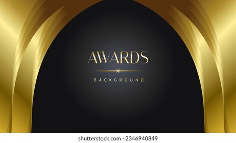 Awards background black golden wave royal. Lines growing elegant shine spark. Luxury premium corporate abstract design template.