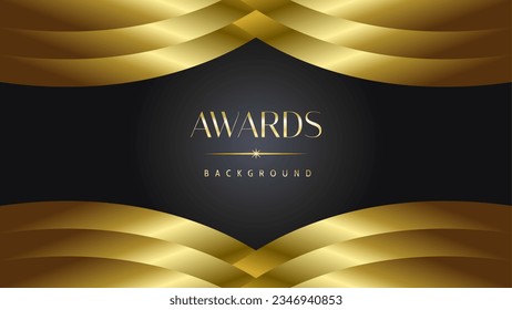 Premios de fondo negro ola dorada real. Líneas que hacen chispa elegante. Plantilla de diseño abstracto corporativo premium de lujo.