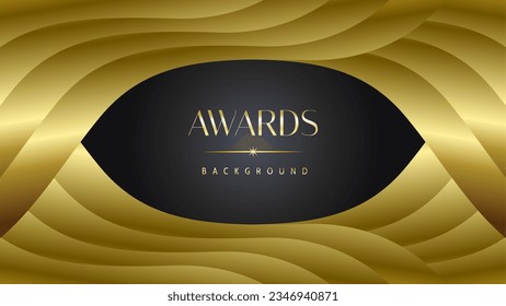 Awards background black golden wave royal. Lines growing elegant shine spark. Luxury premium corporate abstract design template.
