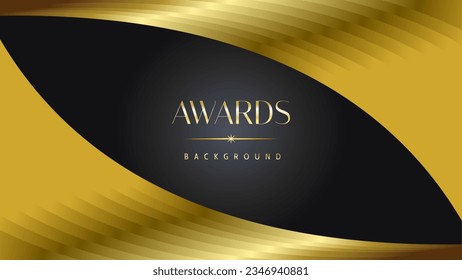 Awards background black golden wave royal. Lines growing elegant shine spark. Luxury premium corporate abstract design template.