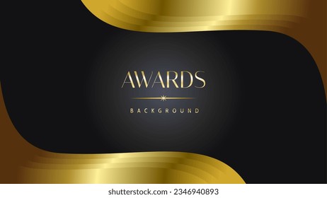 Awards background black golden wave royal. Lines growing elegant shine spark. Luxury premium corporate abstract design template.