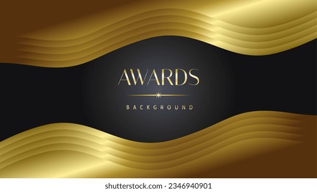 Awards background black golden wave royal. Lines growing elegant shine spark. Luxury premium corporate abstract design template.