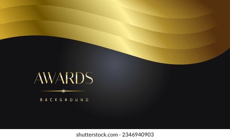 Awards background black golden wave royal. Lines growing elegant shine spark. Luxury premium corporate abstract design template.