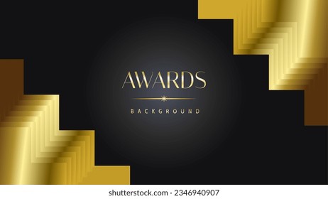 Premios de fondo negro ola dorada real. Líneas que hacen chispa elegante. Plantilla de diseño abstracto corporativo premium de lujo.
