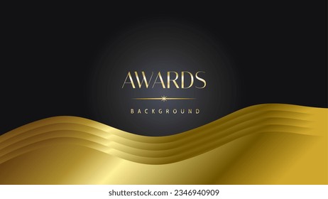 Awards background black golden wave royal. Lines growing elegant shine spark. Luxury premium corporate abstract design template.