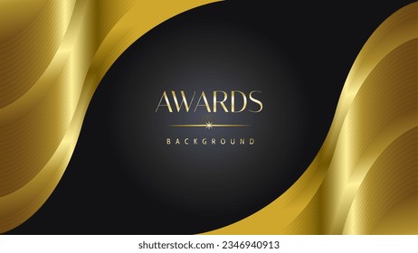 Awards background black golden wave royal. Lines growing elegant shine spark. Luxury premium corporate abstract design template.