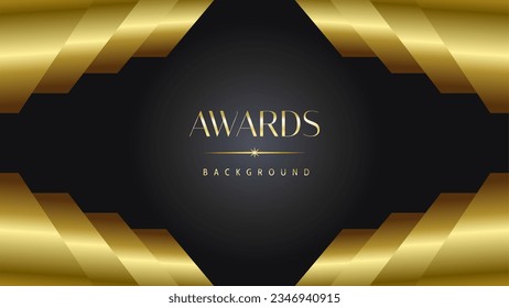 Awards background black golden wave royal. Lines growing elegant shine spark. Luxury premium corporate abstract design template.