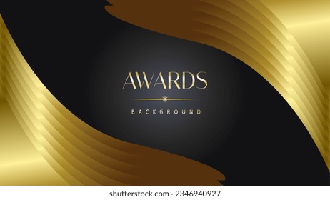 Premios de fondo negro ola dorada real. Líneas que hacen chispa elegante. Plantilla de diseño abstracto corporativo premium de lujo.
