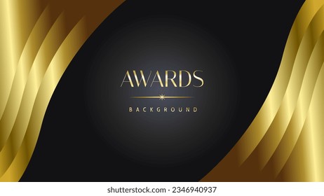 Awards background black golden wave royal. Lines growing elegant shine spark. Luxury premium corporate abstract design template.