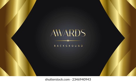 Awards background black golden wave royal. Lines growing elegant shine spark. Luxury premium corporate abstract design template.