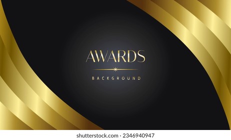 Awards background black golden wave royal. Lines growing elegant shine spark. Luxury premium corporate abstract design template.