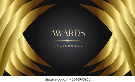 Awards background black golden wave royal. Lines growing elegant shine spark. Luxury premium corporate abstract design template.