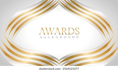Awards background with gold and silver ribbons, perfect for ceremonies, certificates, presentations, and promotions. Modern and luxurious design exuding prestige and professionalism