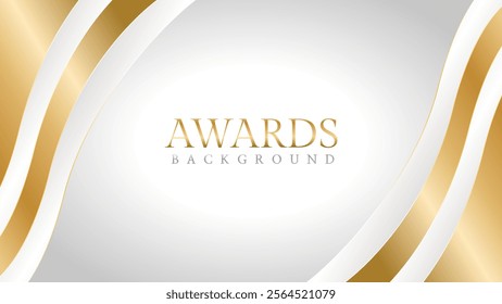 Awards background with gold and silver ribbons, perfect for ceremonies, certificates, presentations, and promotions. Modern and luxurious design exuding prestige and professionalism