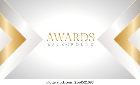 Awards background with gold and silver ribbons, perfect for ceremonies, certificates, presentations, and promotions. Modern and luxurious design exuding prestige and professionalism
