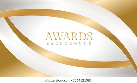 Awards background with gold and silver ribbons, perfect for ceremonies, certificates, presentations, and promotions. Modern and luxurious design exuding prestige and professionalism