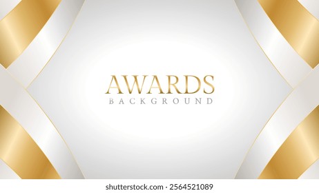 Awards background with gold and silver ribbons, perfect for ceremonies, certificates, presentations, and promotions. Modern and luxurious design exuding prestige and professionalism