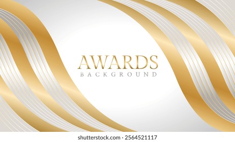 Awards background with gold and silver ribbons, perfect for ceremonies, certificates, presentations, and promotions. Modern and luxurious design exuding prestige and professionalism