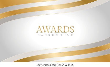 Awards background with gold and silver ribbons, perfect for ceremonies, certificates, presentations, and promotions. Modern and luxurious design exuding prestige and professionalism