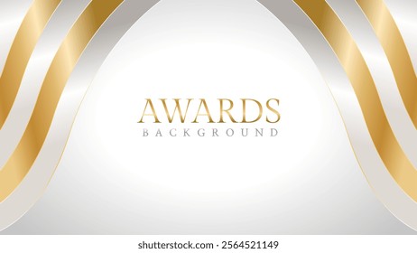 Awards background with gold and silver ribbons, perfect for ceremonies, certificates, presentations, and promotions. Modern and luxurious design exuding prestige and professionalism
