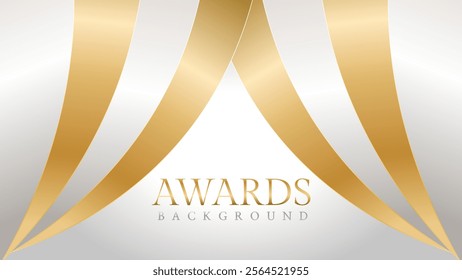 Awards background with gold and silver ribbons, perfect for ceremonies, certificates, presentations, and promotions. Modern and luxurious design exuding prestige and professionalism