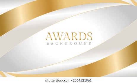 Awards background with gold and silver ribbons, perfect for ceremonies, certificates, presentations, and promotions. Modern and luxurious design exuding prestige and professionalism