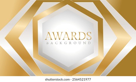 Awards background with gold and silver ribbons, perfect for ceremonies, certificates, presentations, and promotions. Modern and luxurious design exuding prestige and professionalism
