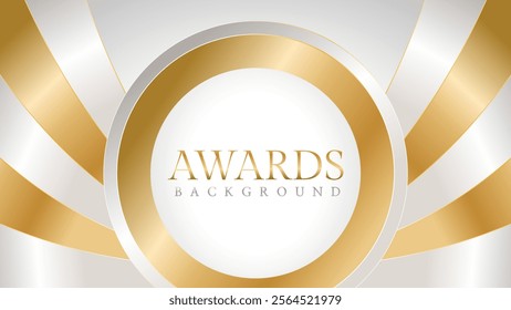 Awards background with gold and silver ribbons, perfect for ceremonies, certificates, presentations, and promotions. Modern and luxurious design exuding prestige and professionalism