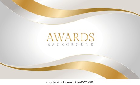 Awards background with gold and silver ribbons, perfect for ceremonies, certificates, presentations, and promotions. Modern and luxurious design exuding prestige and professionalism