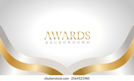 Awards background with gold and silver ribbons, perfect for ceremonies, certificates, presentations, and promotions. Modern and luxurious design exuding prestige and professionalism