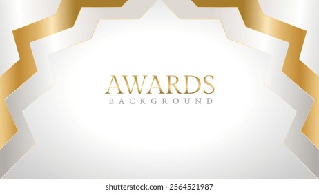 Awards background with gold and silver ribbons, perfect for ceremonies, certificates, presentations, and promotions. Modern and luxurious design exuding prestige and professionalism