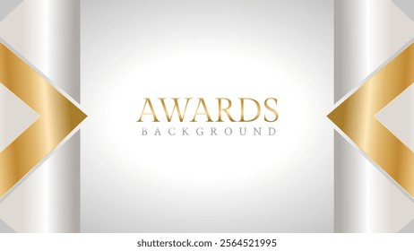 Awards background with gold and silver ribbons, perfect for ceremonies, certificates, presentations, and promotions. Modern and luxurious design exuding prestige and professionalism