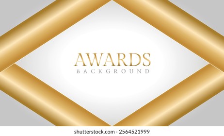 Awards background with gold and silver ribbons, perfect for ceremonies, certificates, presentations, and promotions. Modern and luxurious design exuding prestige and professionalism