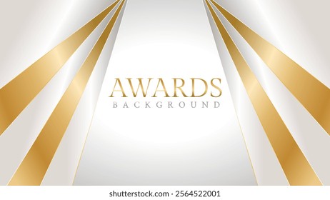 Awards background with gold and silver ribbons, perfect for ceremonies, certificates, presentations, and promotions. Modern and luxurious design exuding prestige and professionalism