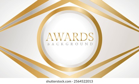 Awards background with gold and silver ribbons, perfect for ceremonies, certificates, presentations, and promotions. Modern and luxurious design exuding prestige and professionalism