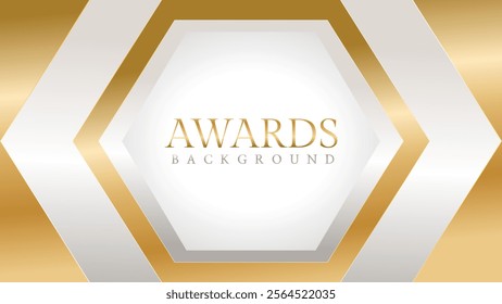 Awards background with gold and silver ribbons, perfect for ceremonies, certificates, presentations, and promotions. Modern and luxurious design exuding prestige and professionalism