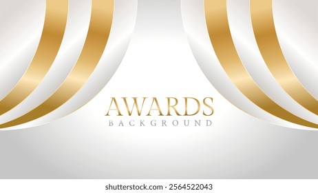 Awards background with gold and silver ribbons, perfect for ceremonies, certificates, presentations, and promotions. Modern and luxurious design exuding prestige and professionalism