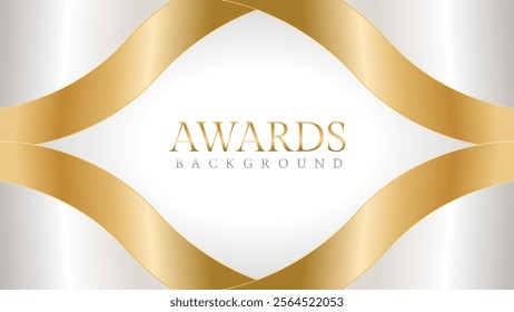 Awards background with gold and silver ribbons, perfect for ceremonies, certificates, presentations, and promotions. Modern and luxurious design exuding prestige and professionalism