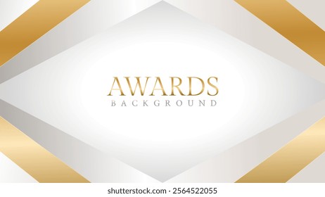 Awards background with gold and silver ribbons, perfect for ceremonies, certificates, presentations, and promotions. Modern and luxurious design exuding prestige and professionalism