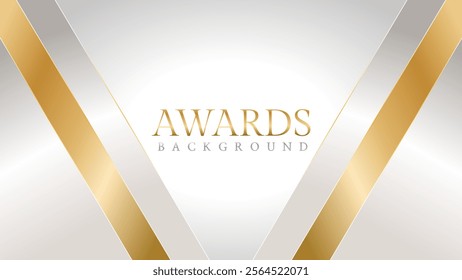 Awards background with gold and silver ribbons, perfect for ceremonies, certificates, presentations, and promotions. Modern and luxurious design exuding prestige and professionalism